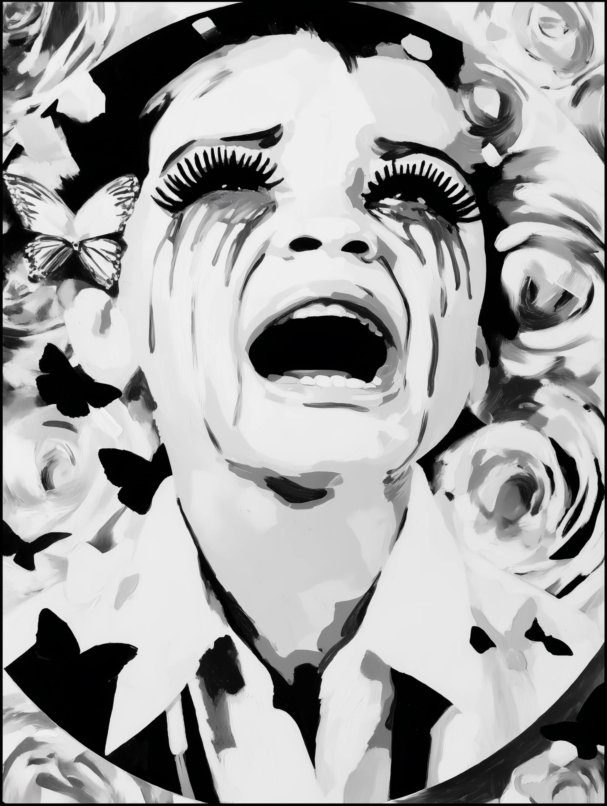 Free printable crying coloring page for adults featuring despondent child crying